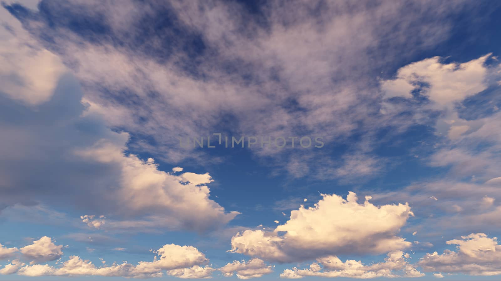 Cloudy blue sky abstract background, blue sky background with tiny clouds, 3d rendering

