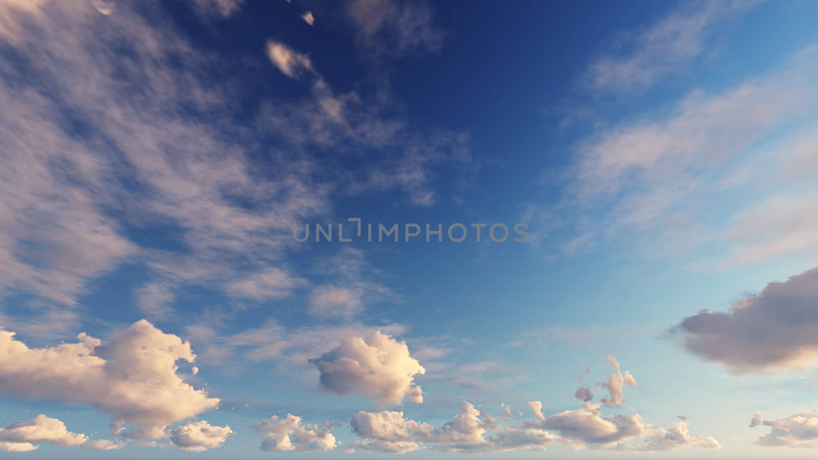 Cloudy blue sky abstract background, blue sky background with tiny clouds, 3d rendering

