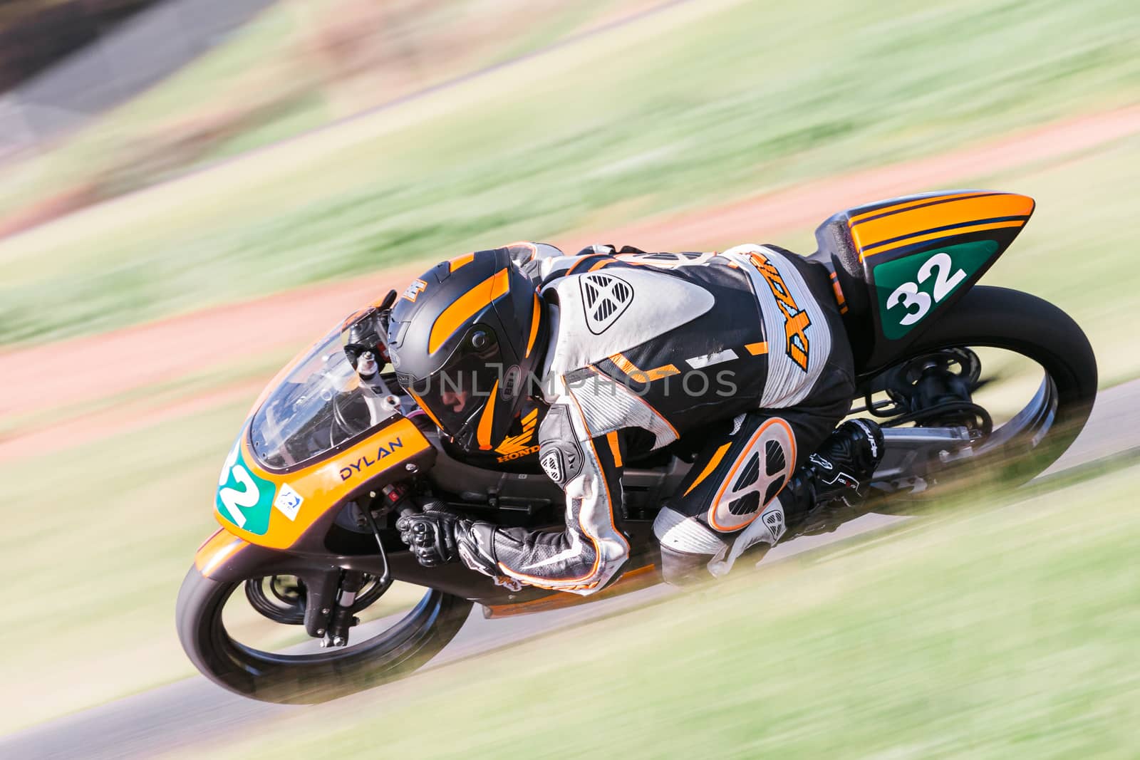 Motorcycle racers fight it out for the podium at the Hartwell Motorcycle Club Championship - Round 5 at Broadford Motorcycle Sports Complex in Victoria.