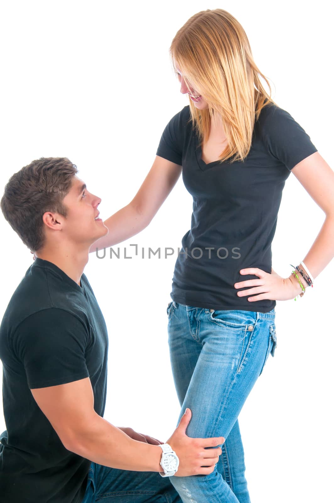 Young Man Kneeling to Propose by rcarner