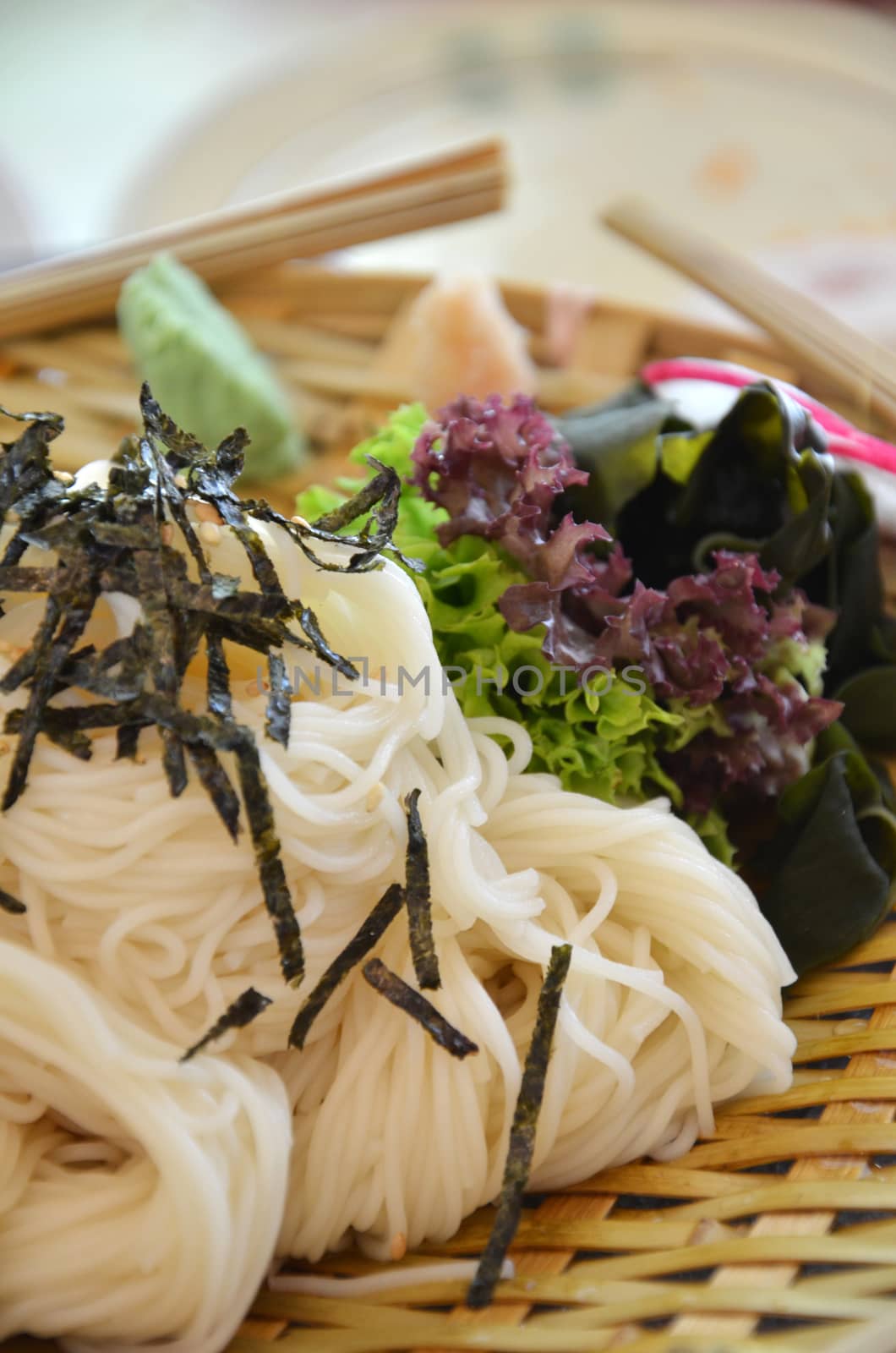 Somen, fine wheat noodles of Japanese food