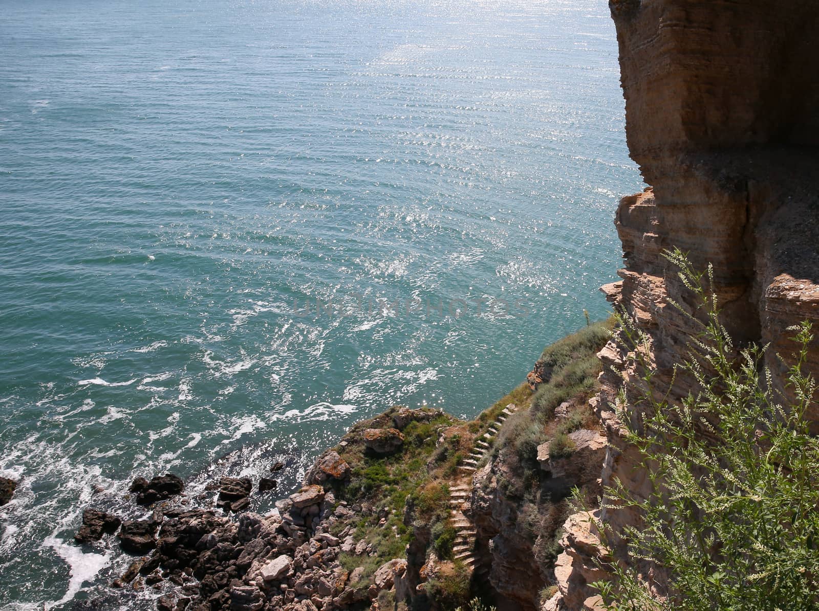 The staircase, which goes along the cliff