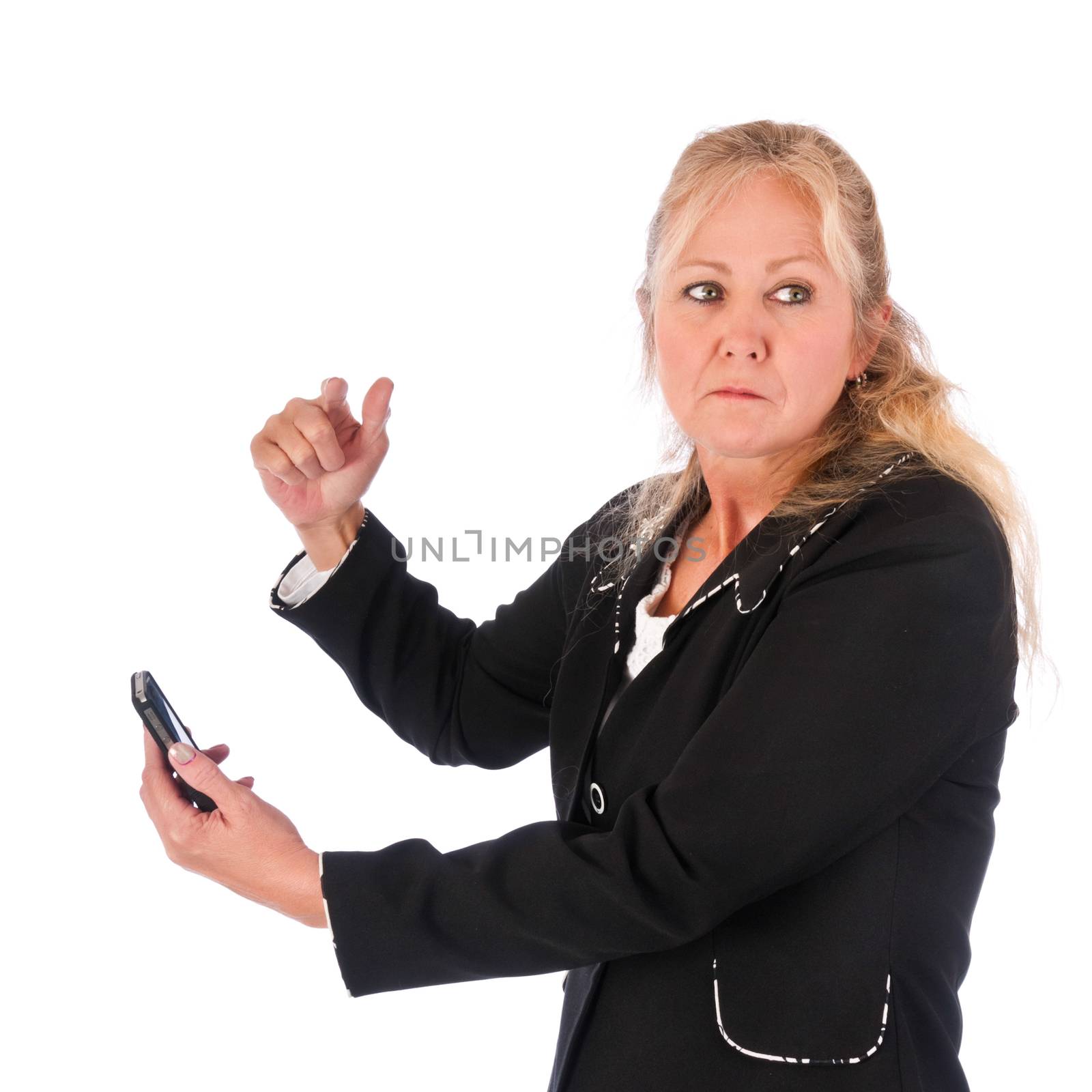 Angry Adult Woman With Cellphone by rcarner