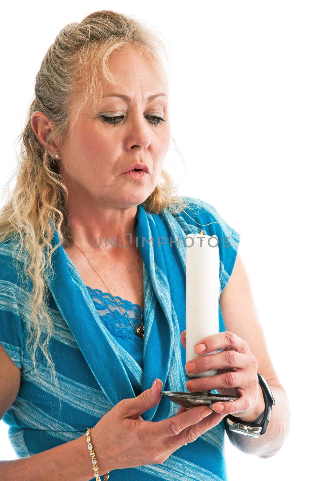 Blonde Adult Woman With Candle by rcarner