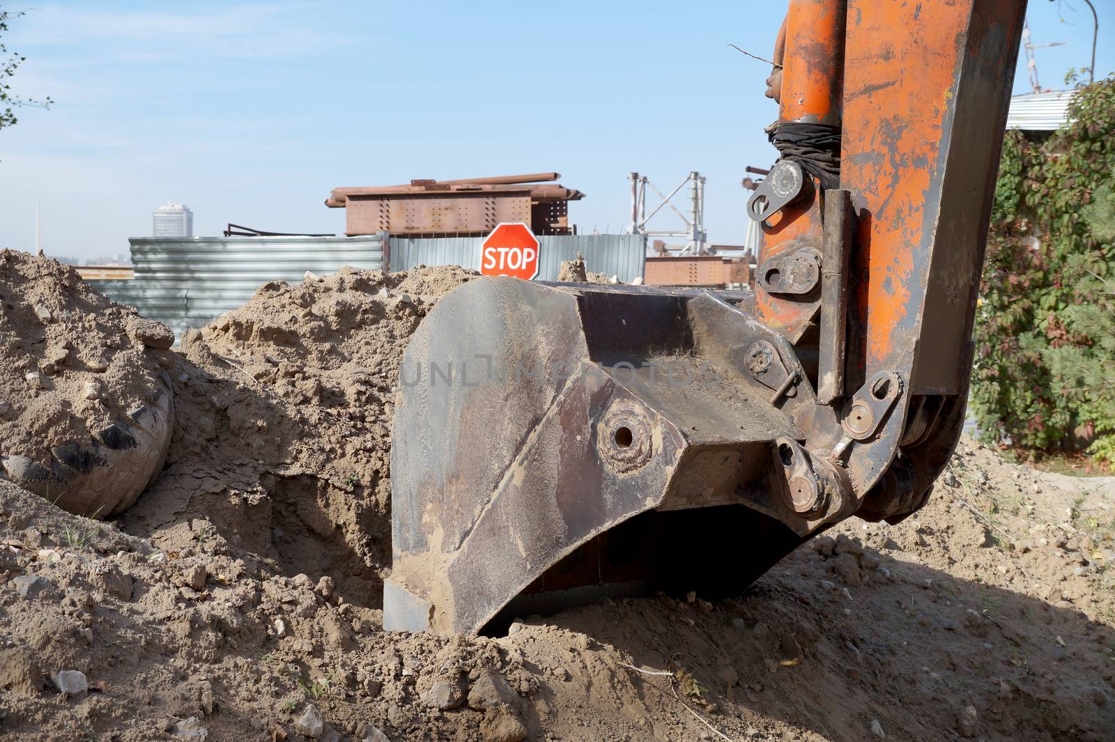 Old excavator for cleaning of large volumes of soil