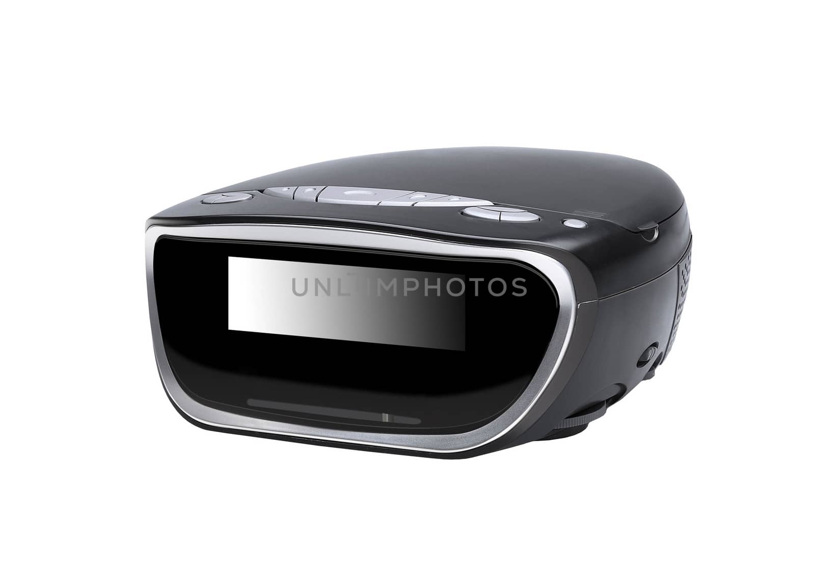 Digital alarm clock radio isolated