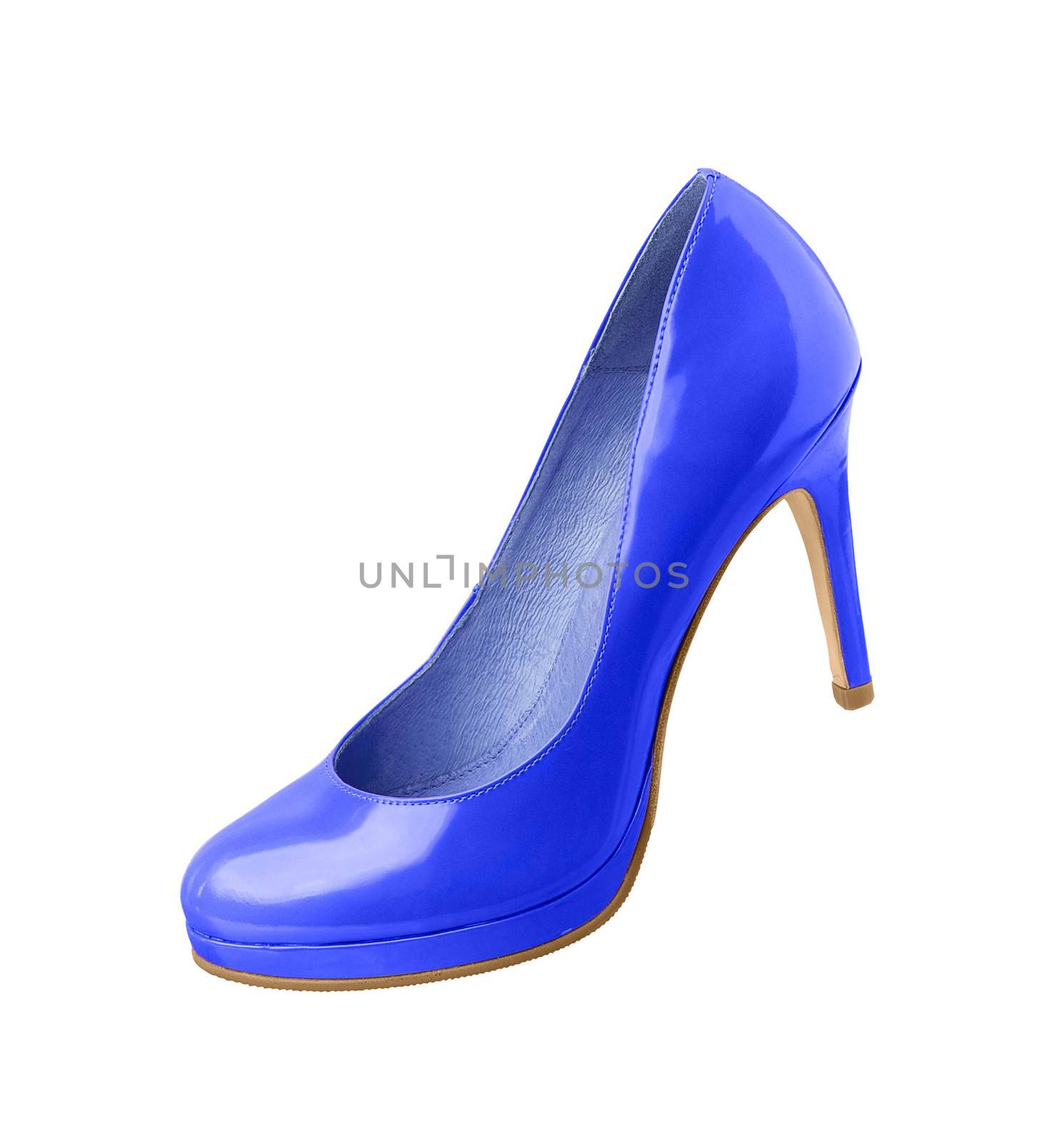 blue medium heeled shoe isolated