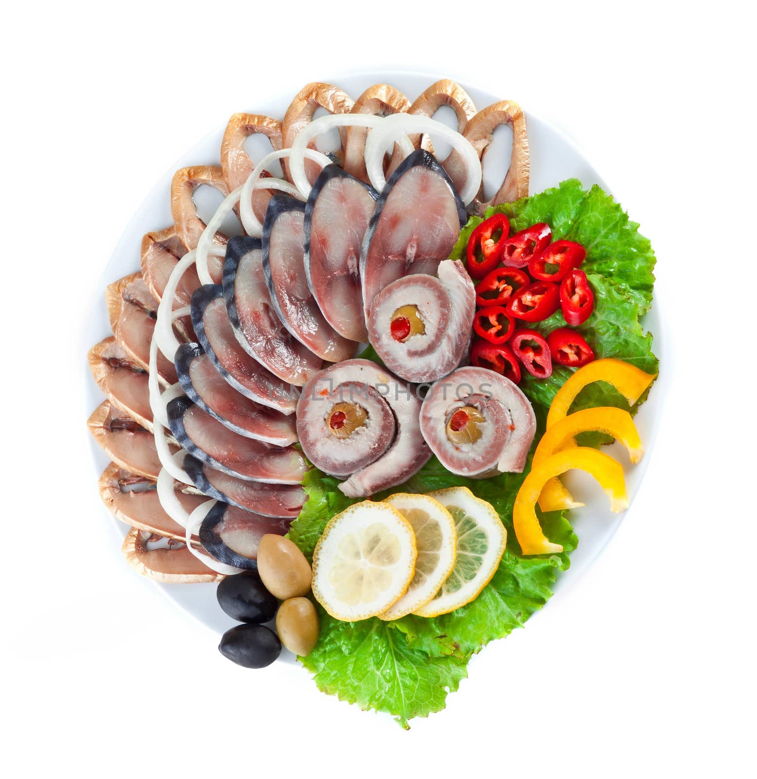 various sliced fish