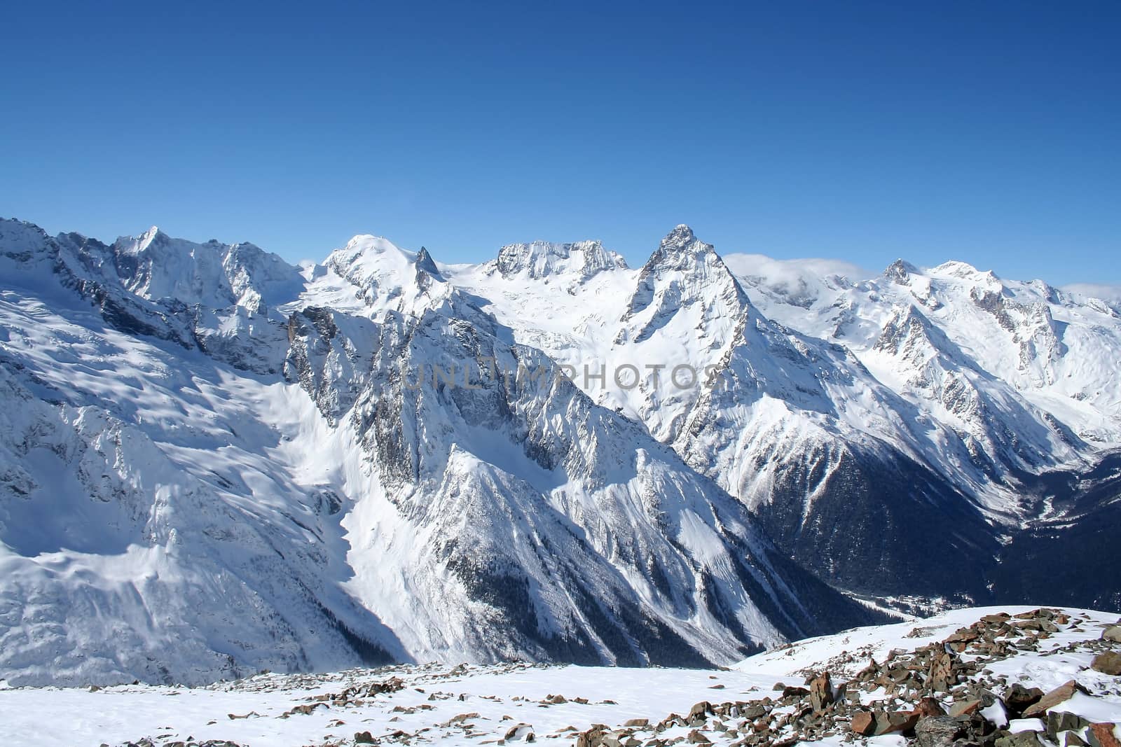 Mountain top in the mountains of Dombai, Caucasus