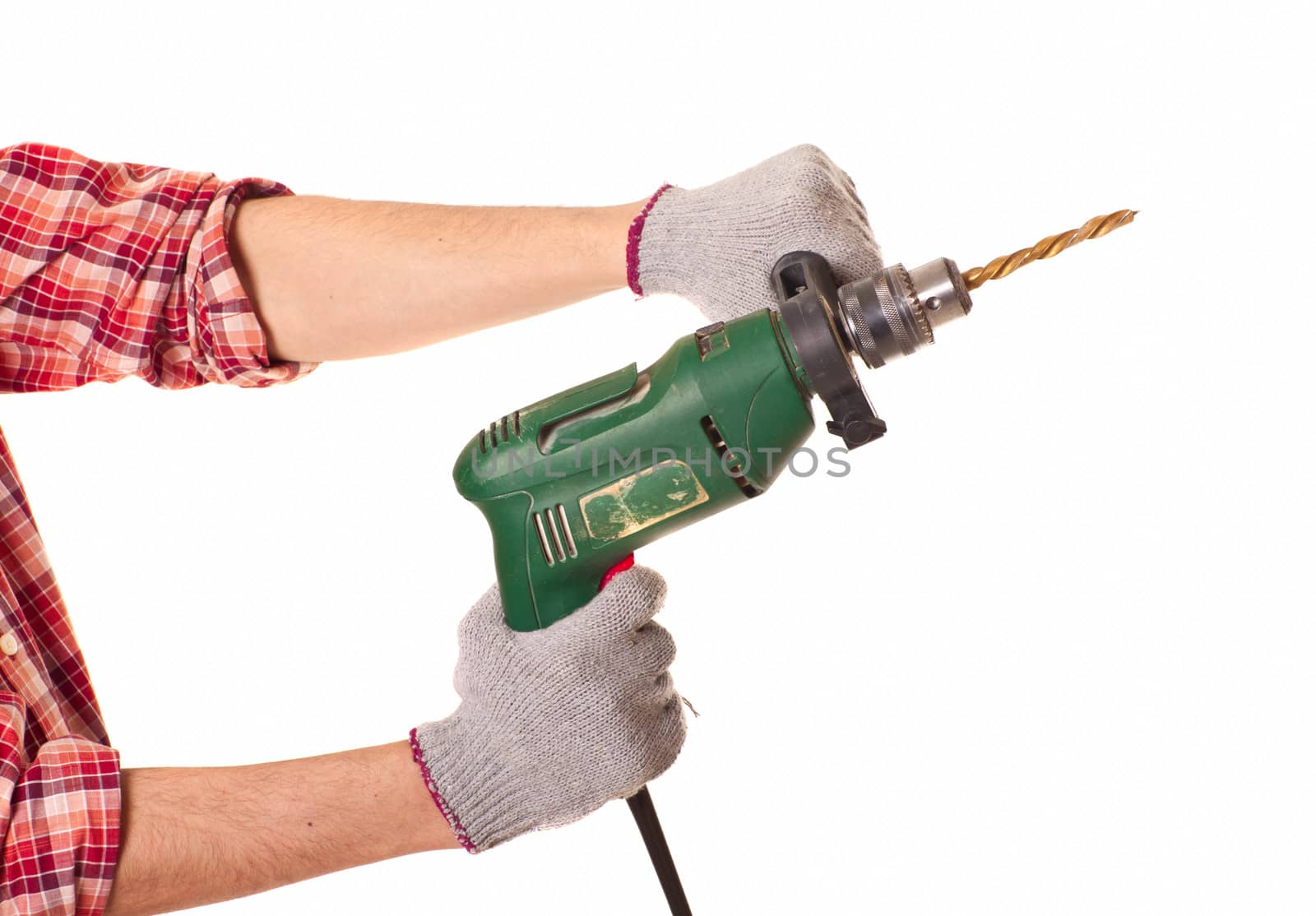 holding drill on hands