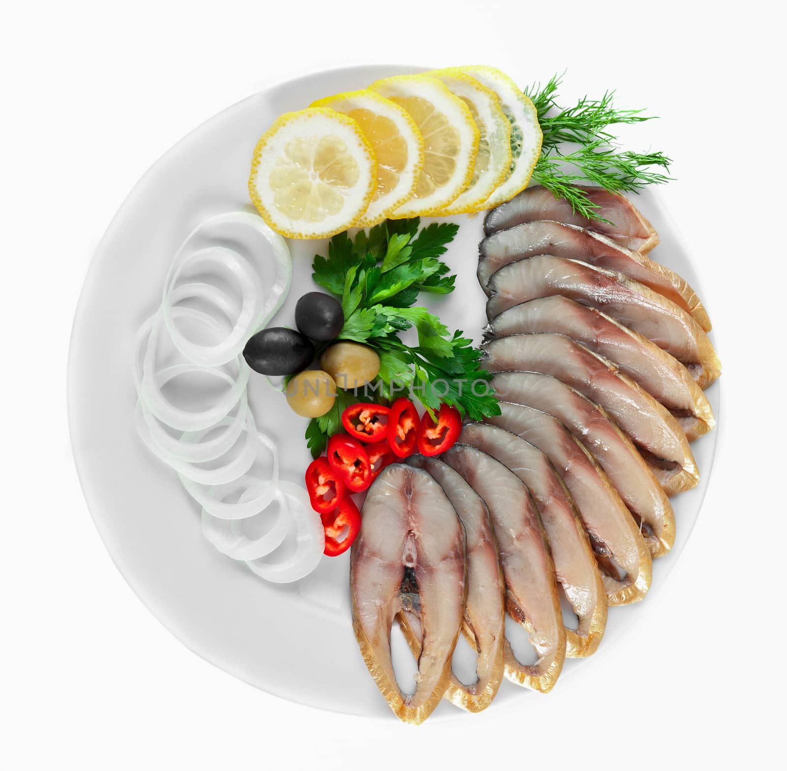 sliced fish with vegetables