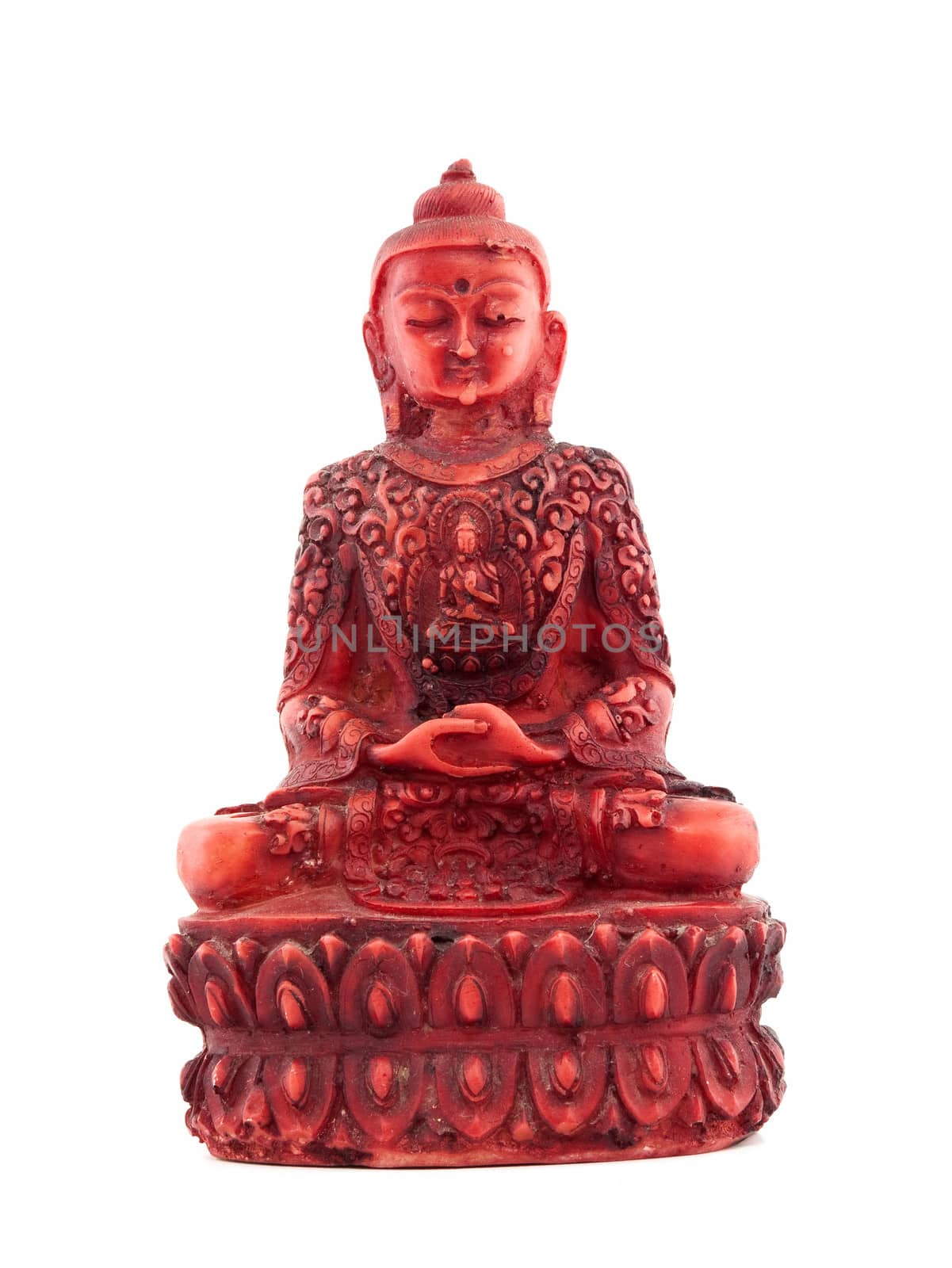 Red statue of budha front