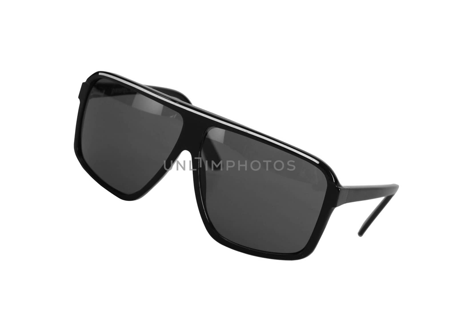 Black glasses over white background