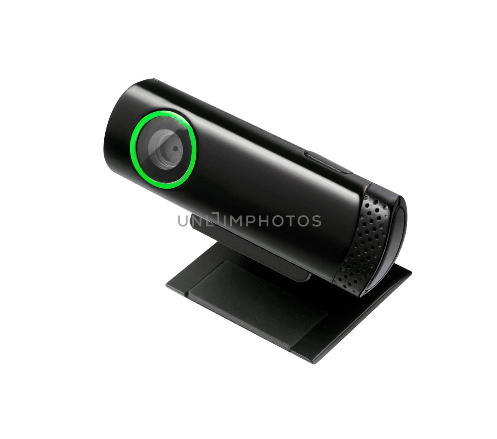 Close up of web cam in isolated white background