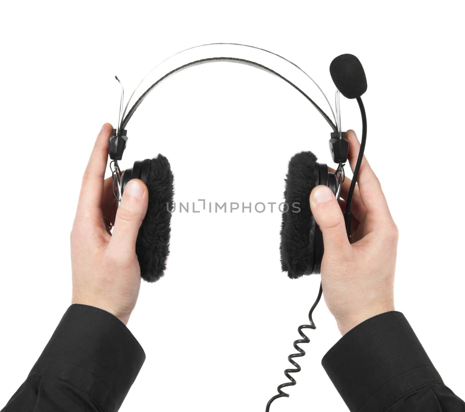 man holding nice headphones