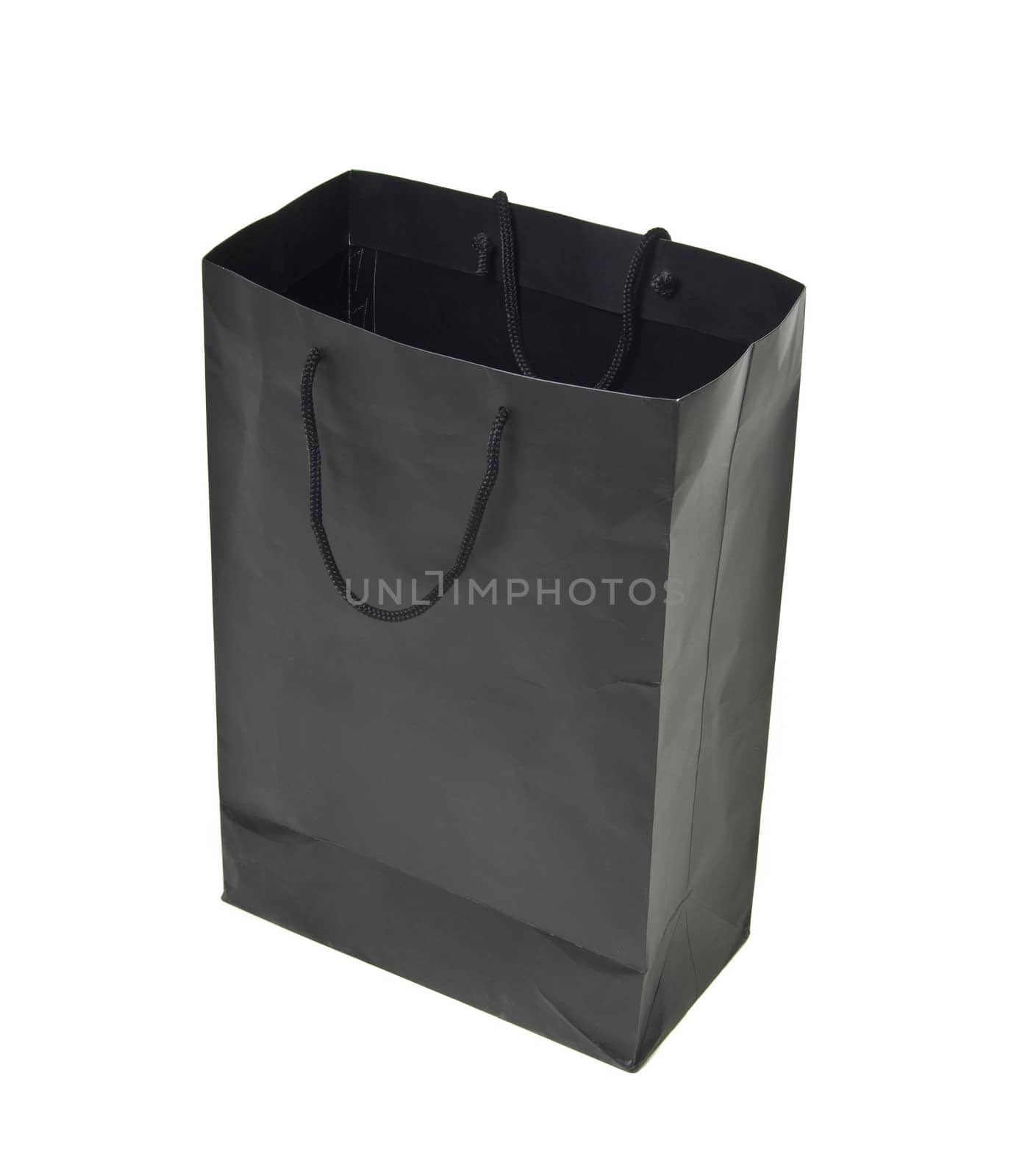 black empty shopping bag on white