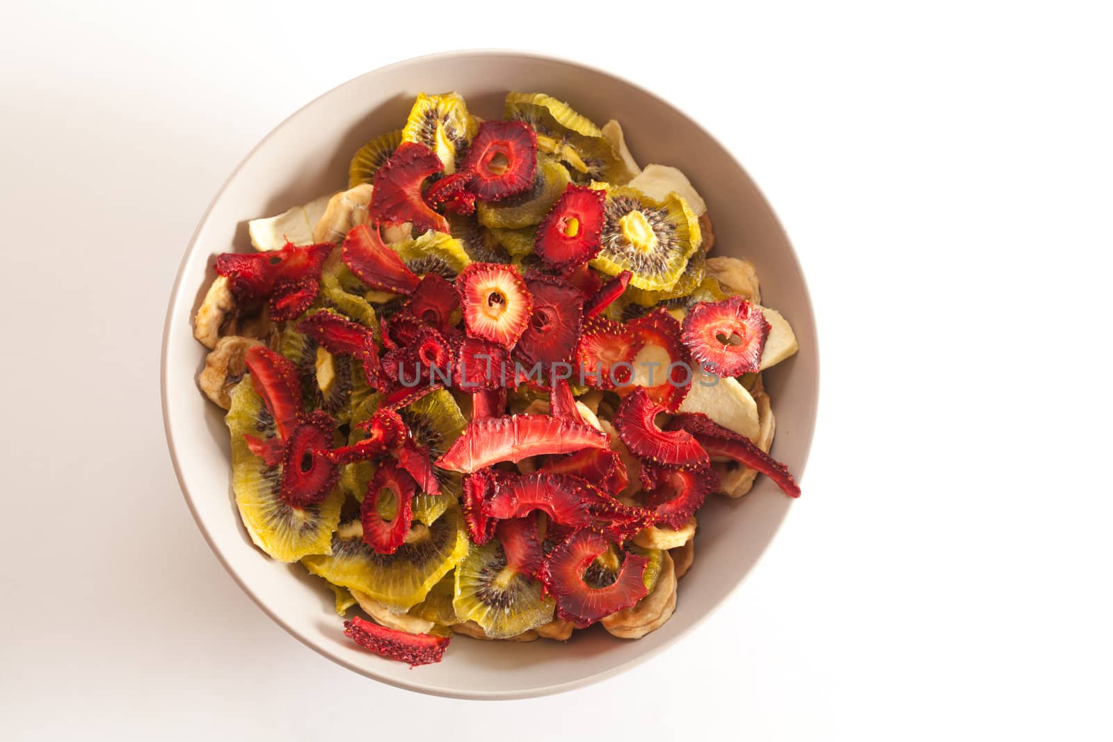 Different varieties mix of dried fruits in white plate