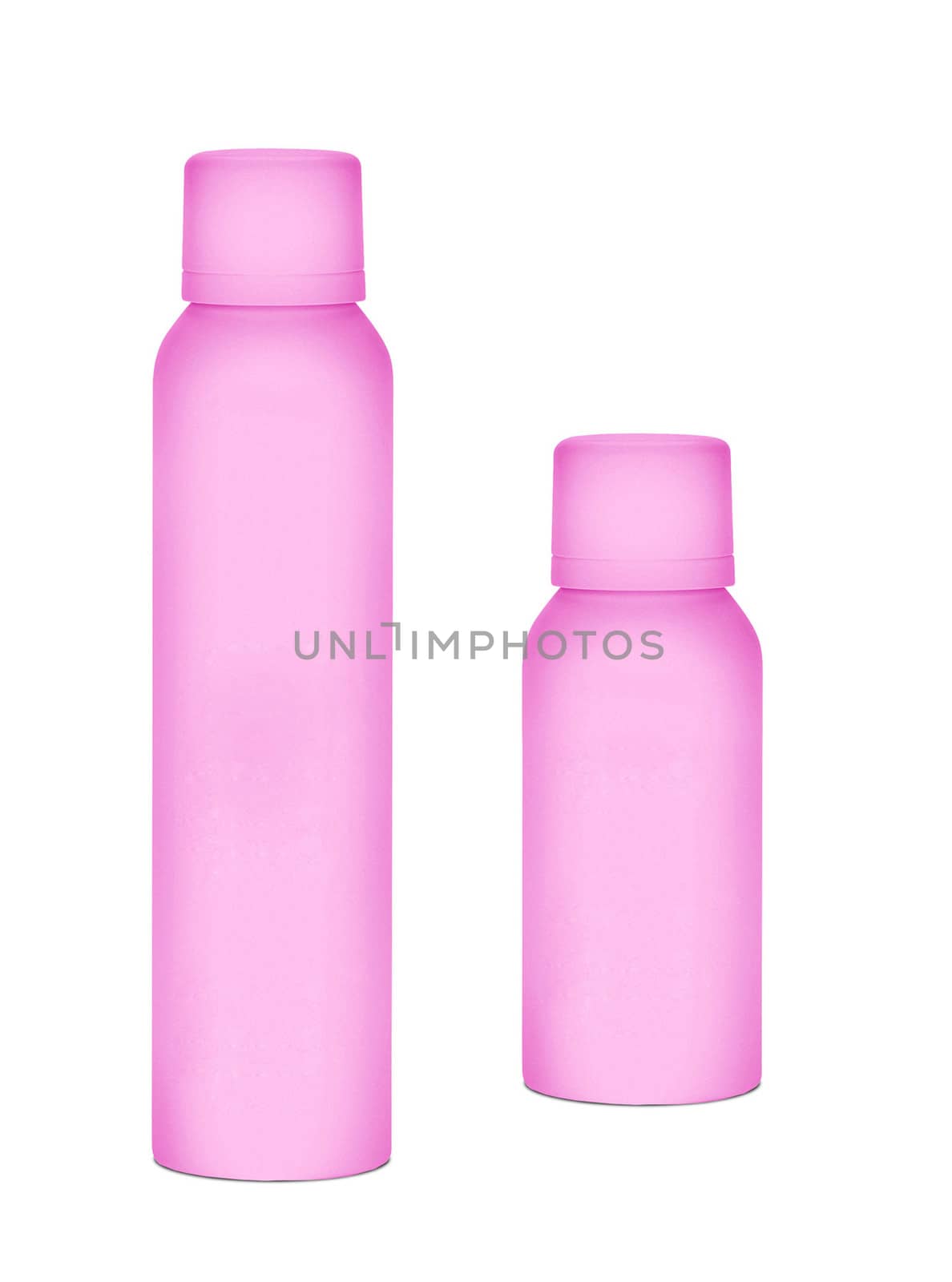 Pink perfume bottle isolated on white