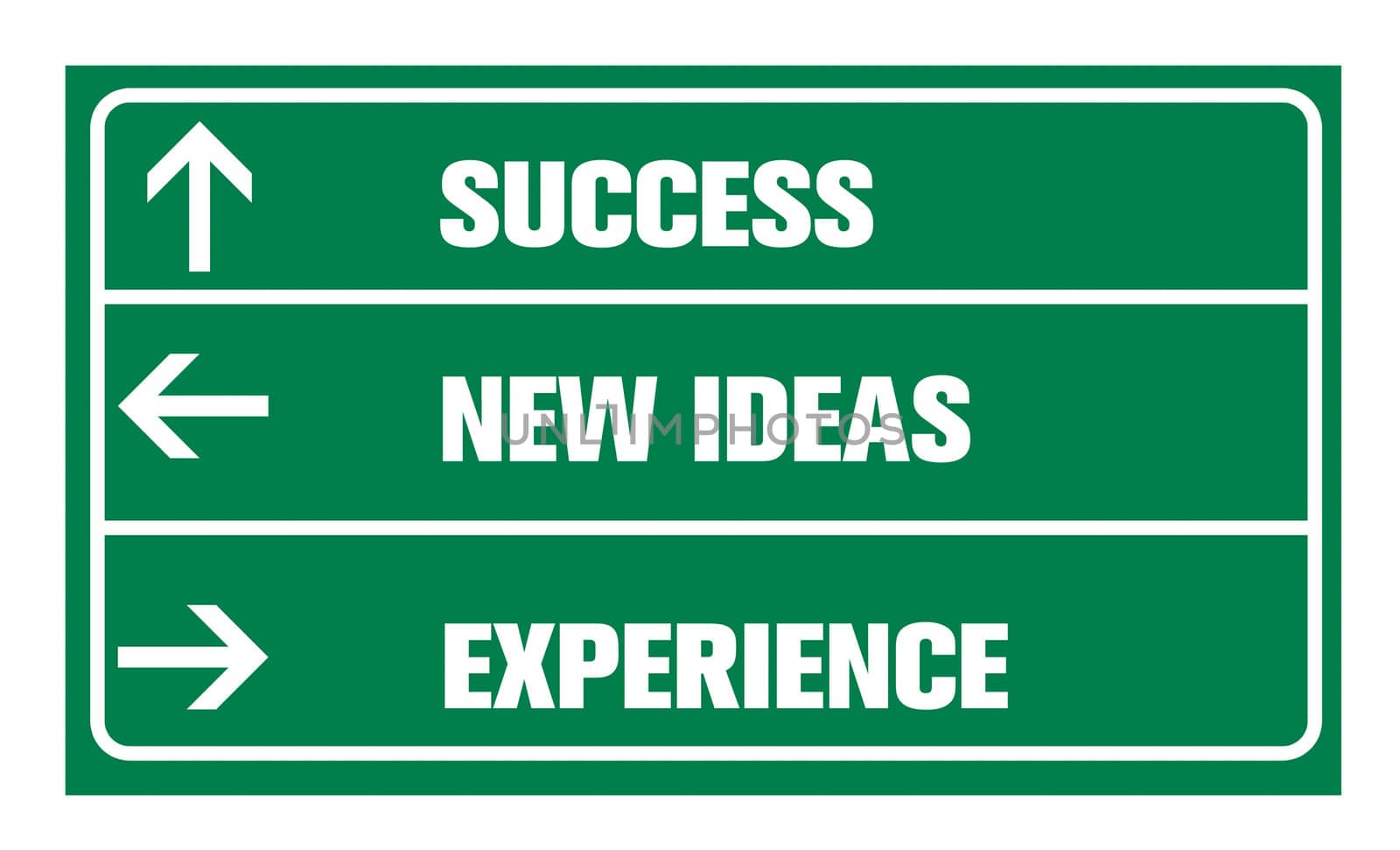 Success ,new ideas, experience or road sign