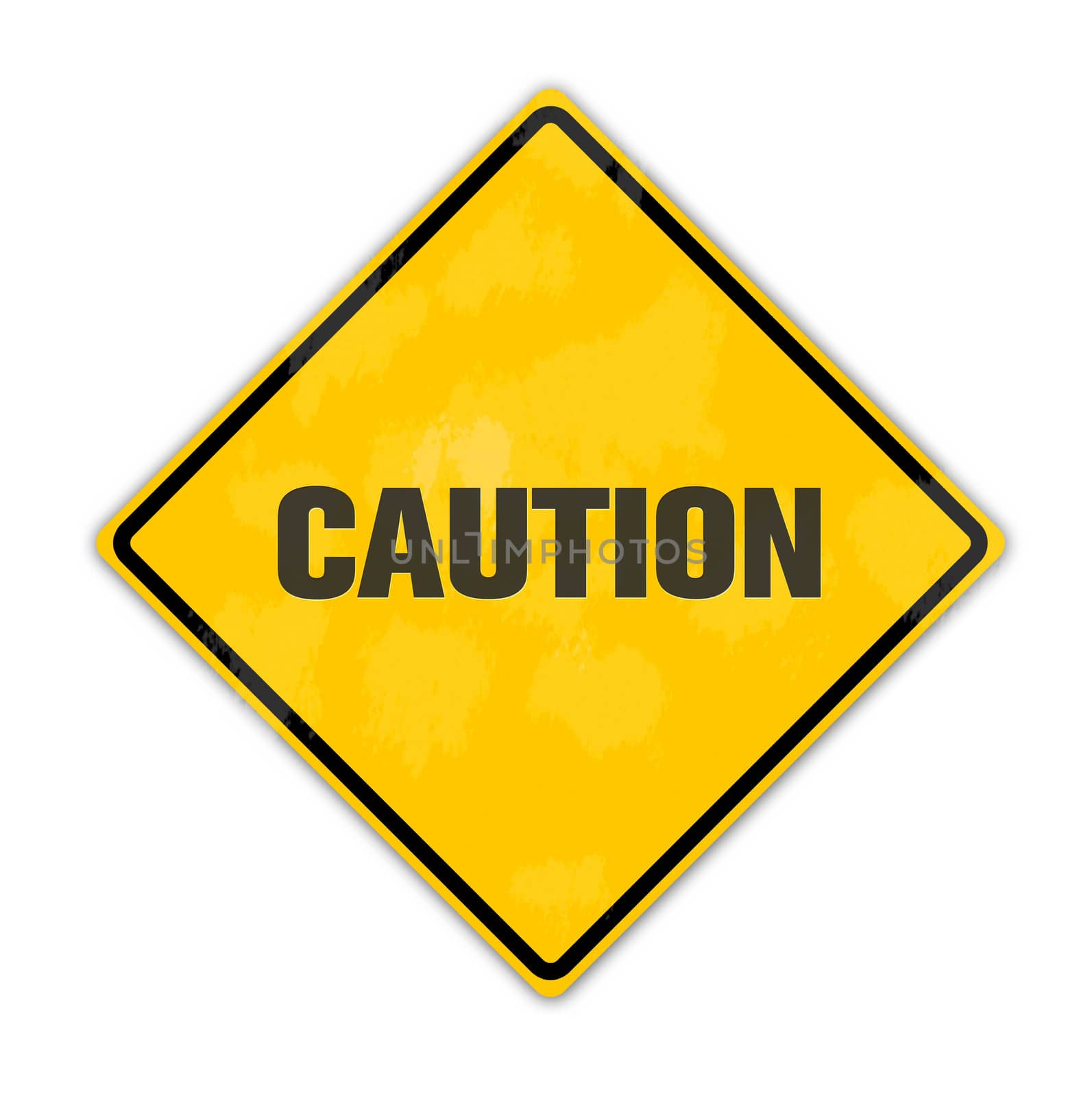 yellow caution traffic sign with copyspace for text message