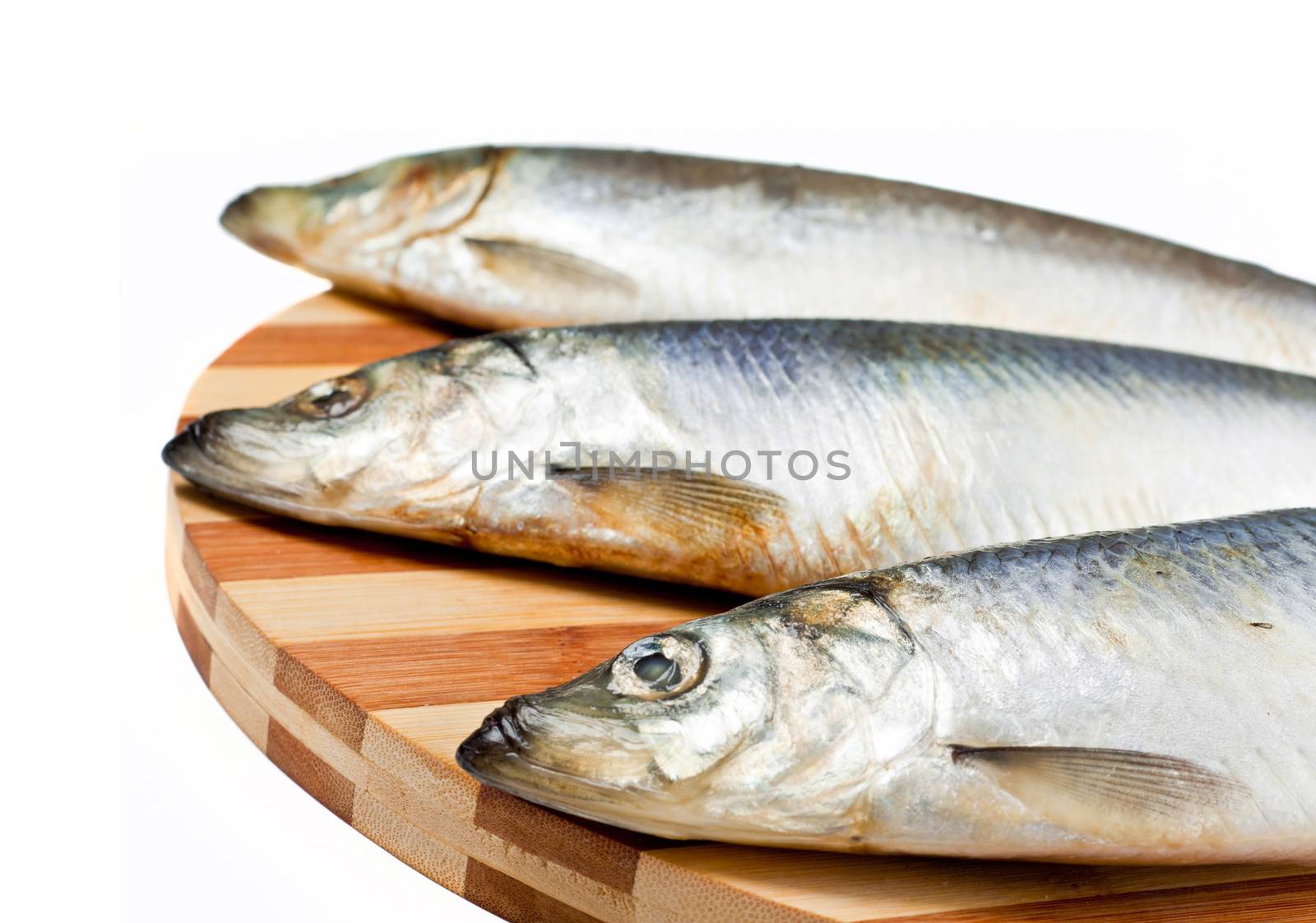 Fresh fishes on white background by shutswis