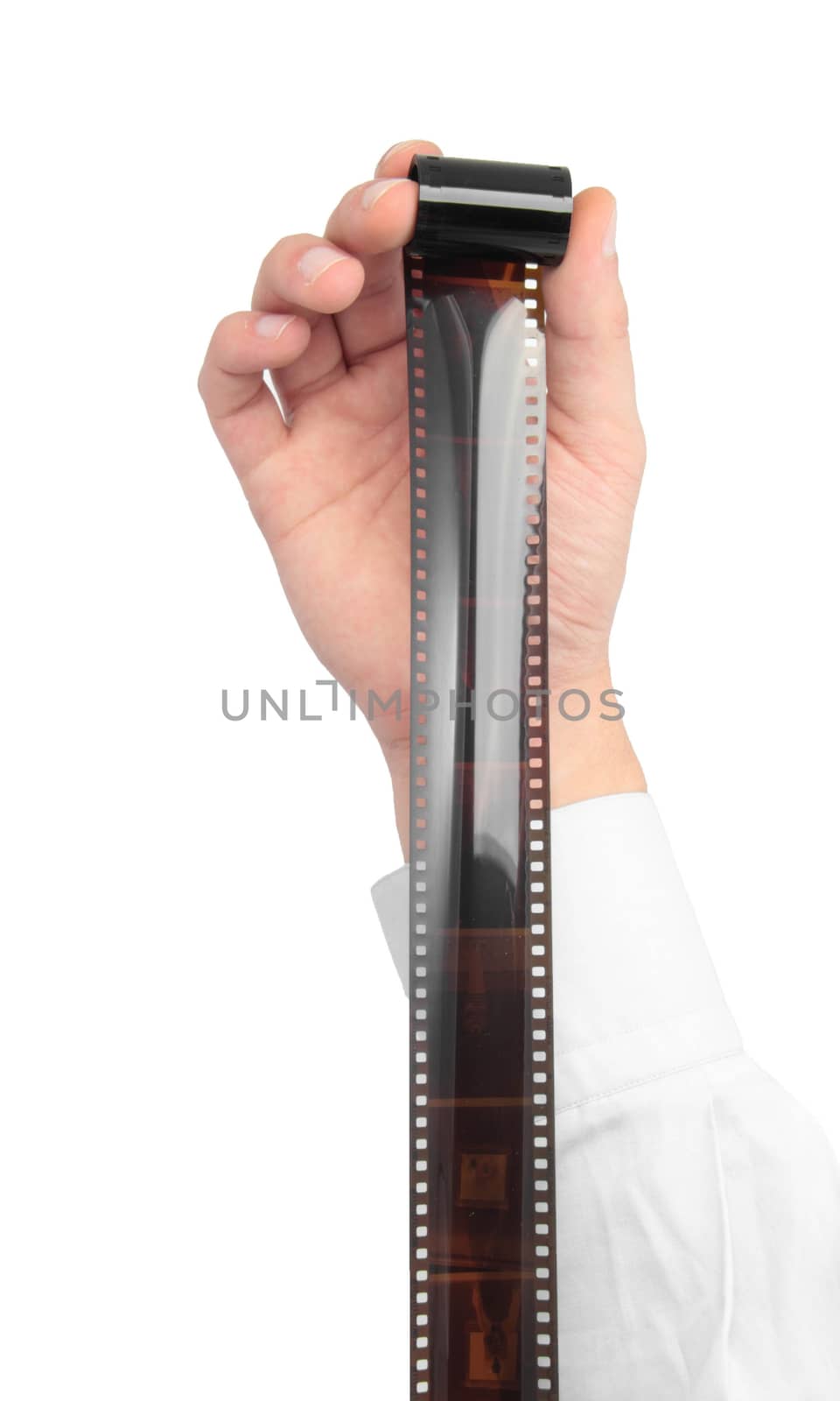 man holding film by shutswis