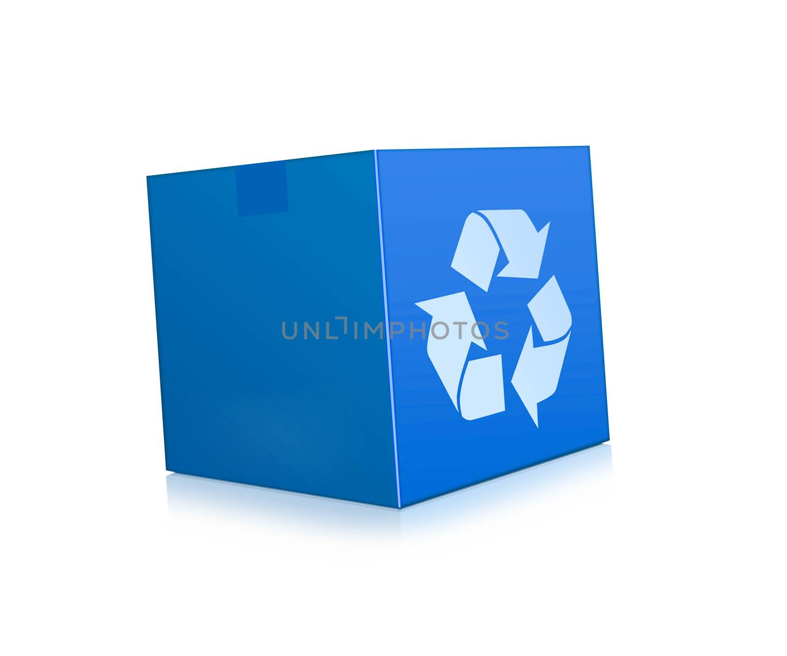 blue box represents recycling isolated on white