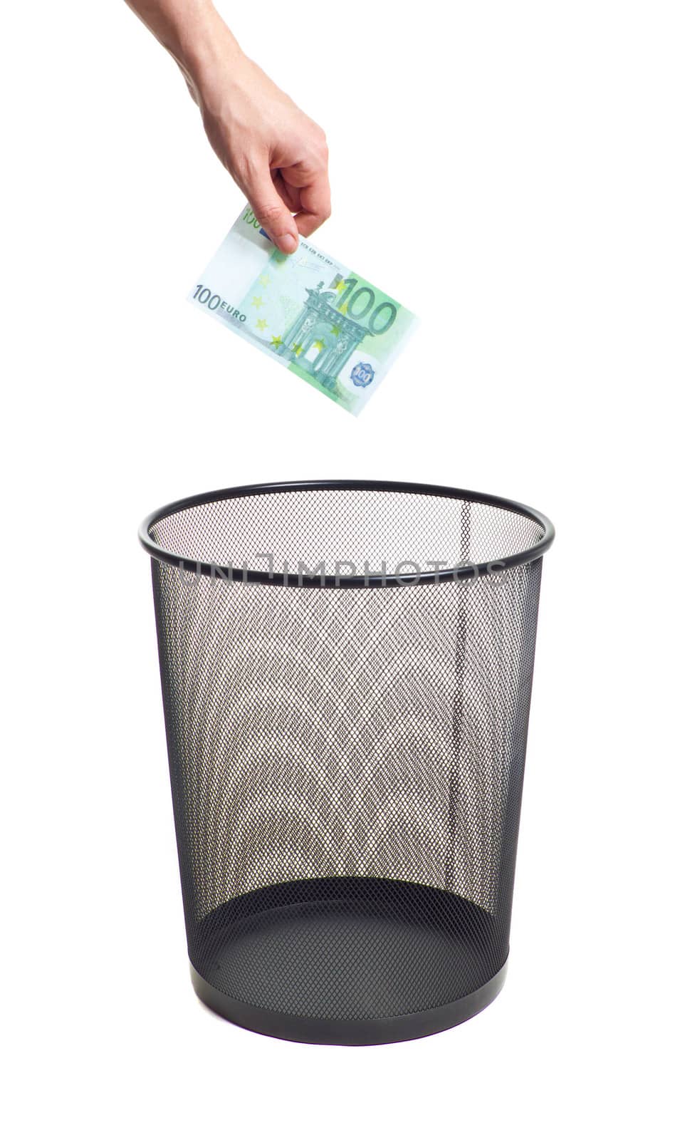 hand gold euro to trash can