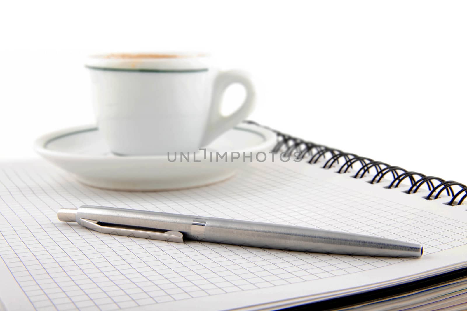 blank page, empty cup of coffe, pen by shutswis