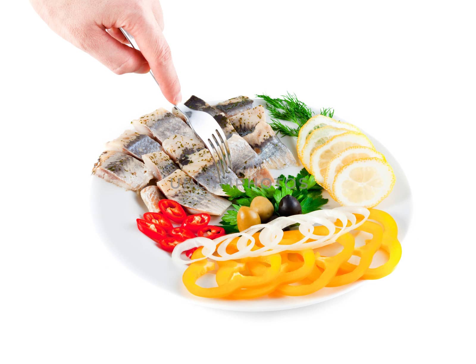 fish on plate with vegetables