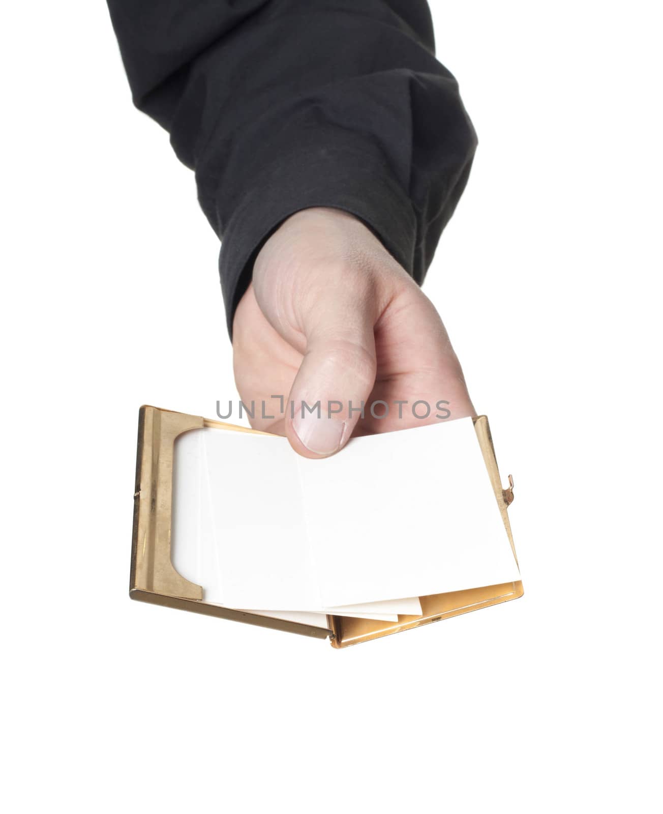 man holding blank card's by shutswis
