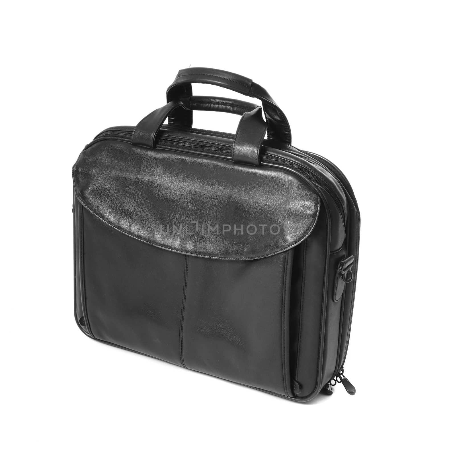 Luxury business black briefcase isolaetd by shutswis