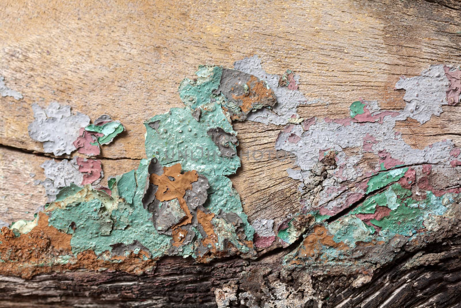 Texture of the old paint on rusty wooden surface
