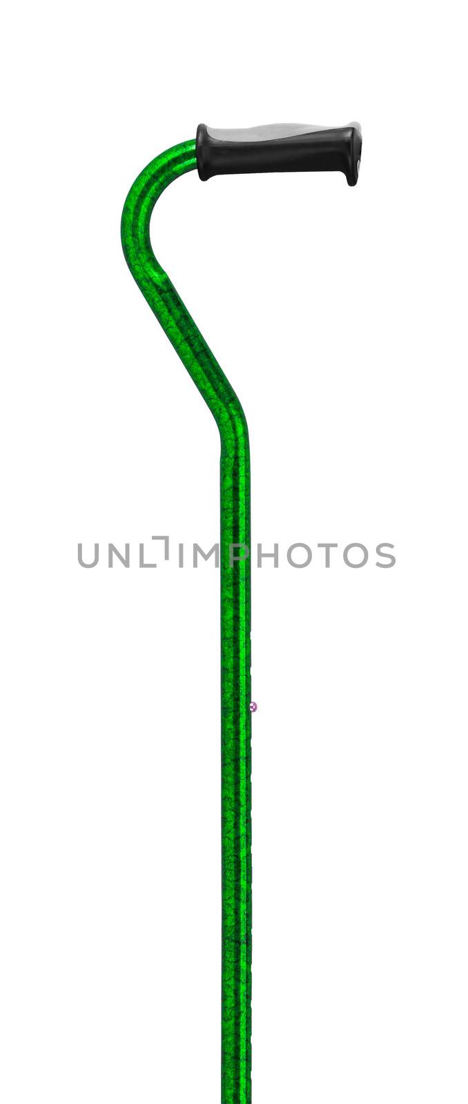 green walking stick under thew white background