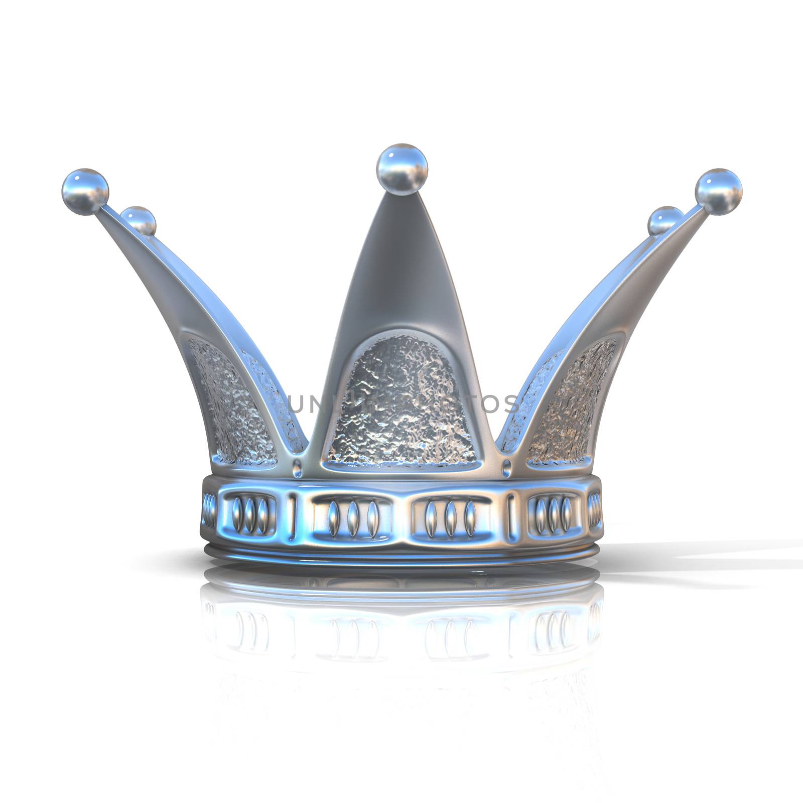 Silver crown isolated on a white background. Front view