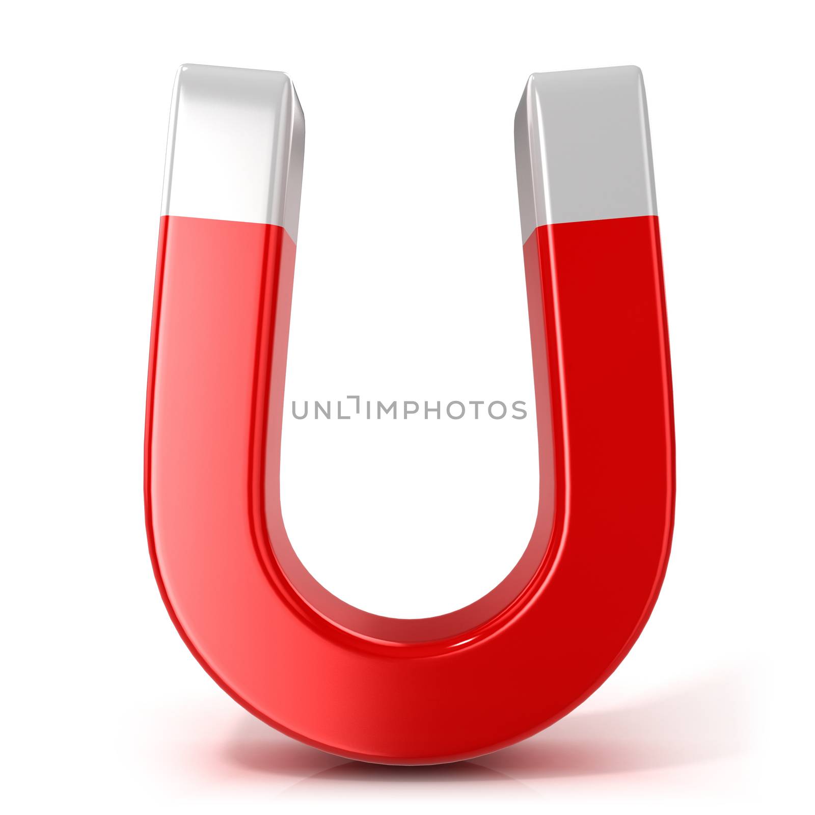 Horseshoe magnet isolated on white background. Front view