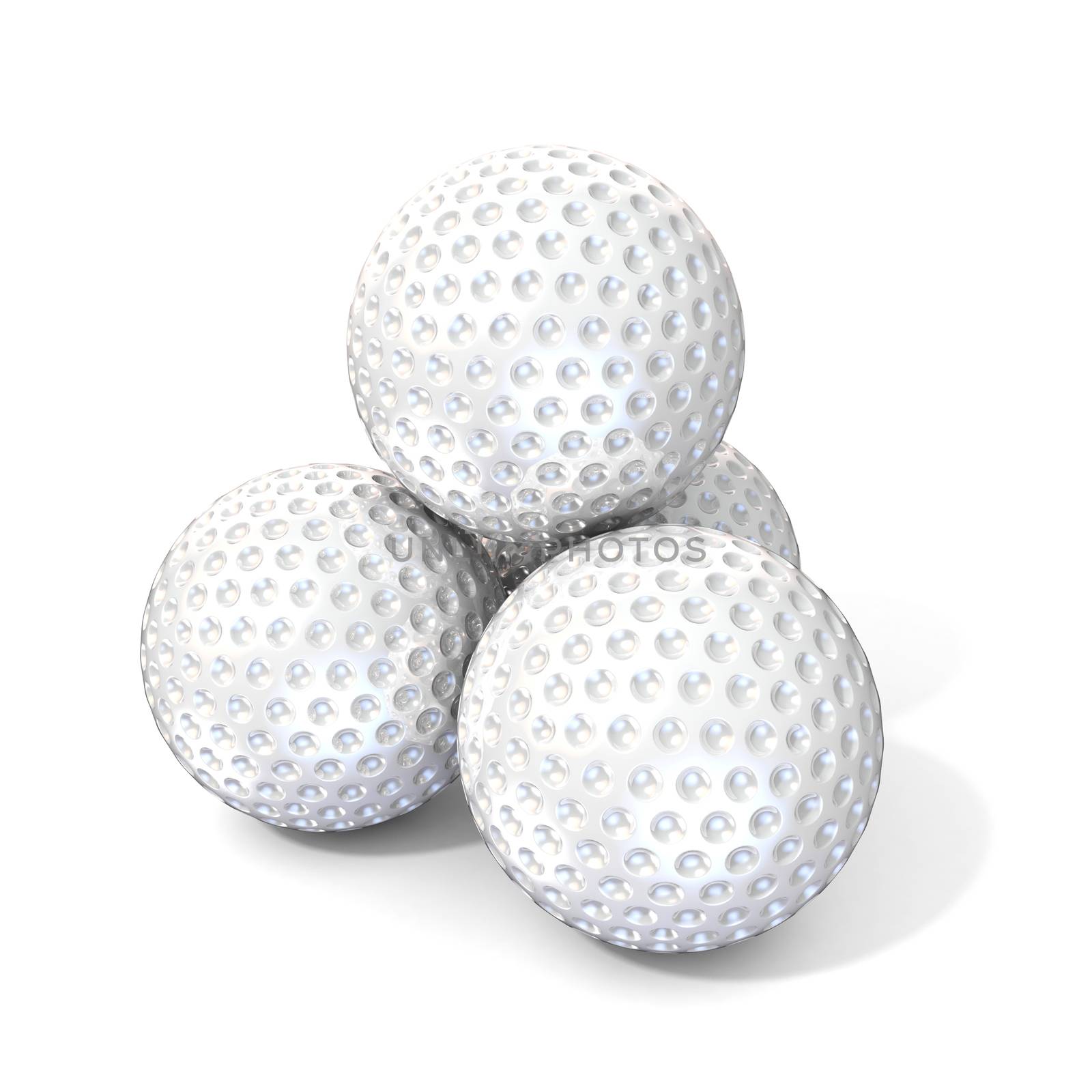 Golf balls. 3D render illustration, isolated on white background