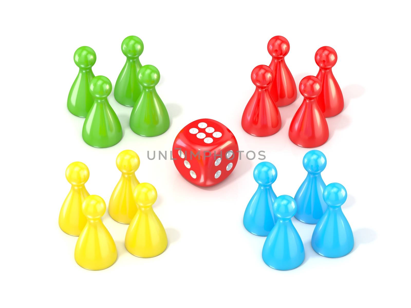 Ludo board game figurines. 3D by djmilic