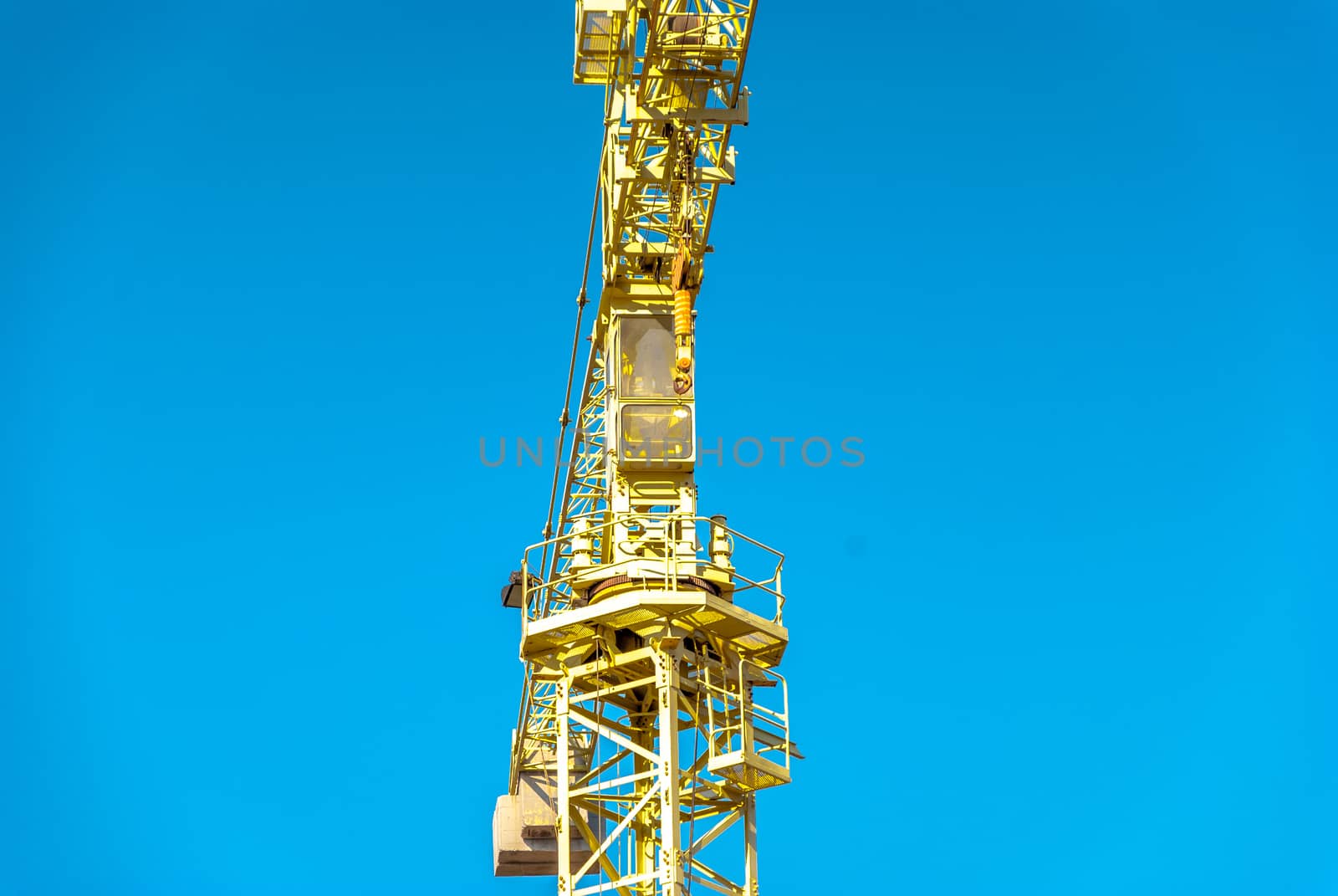 construction crane cabinate in the blue sky