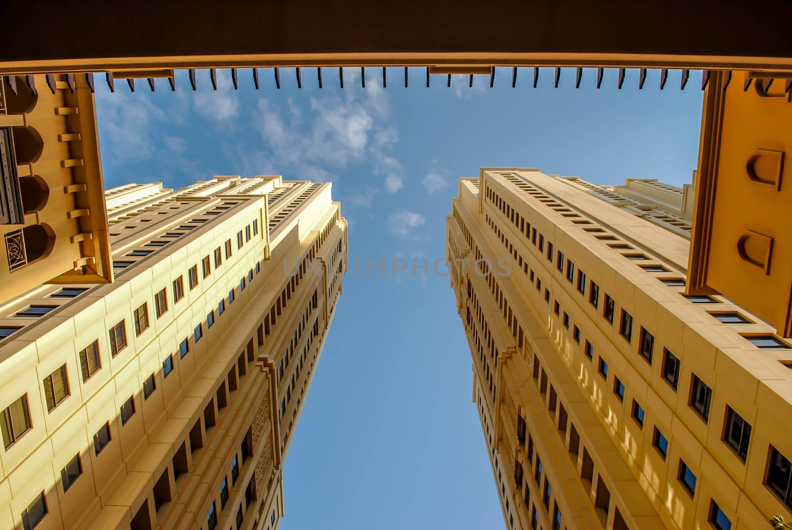 Skyscraper Offices - office architecture, low angle view - horizontal image