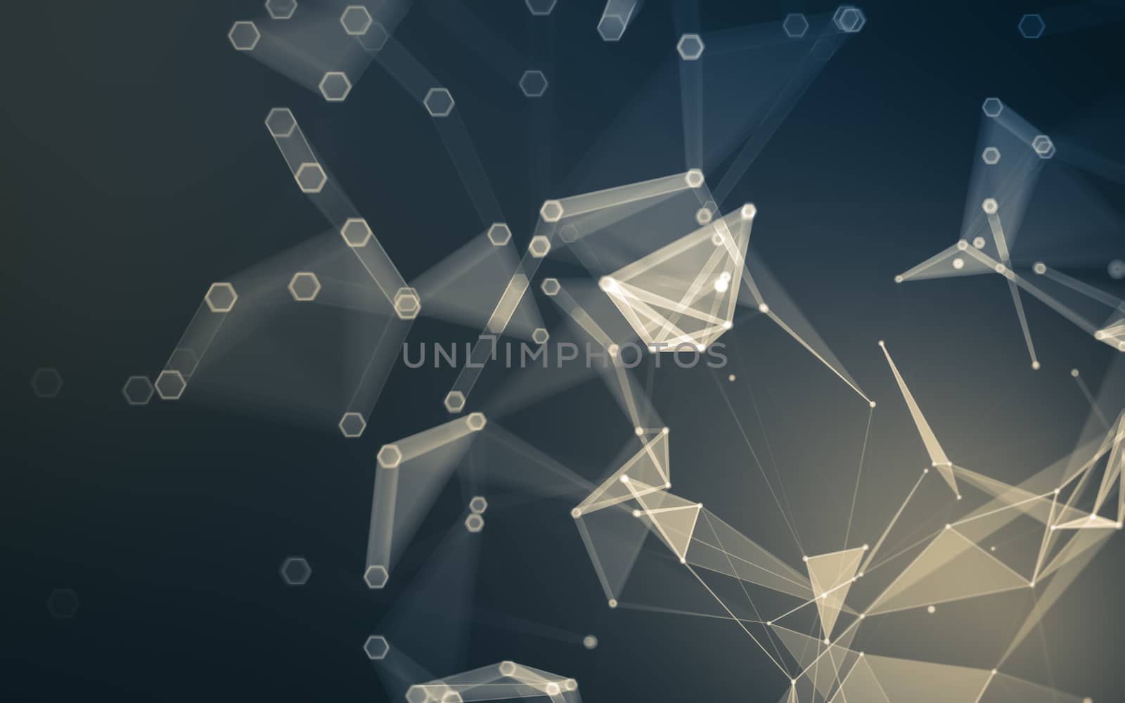 Abstract polygonal space low poly dark background with connecting dots and lines. Connection structure. 3d rendering