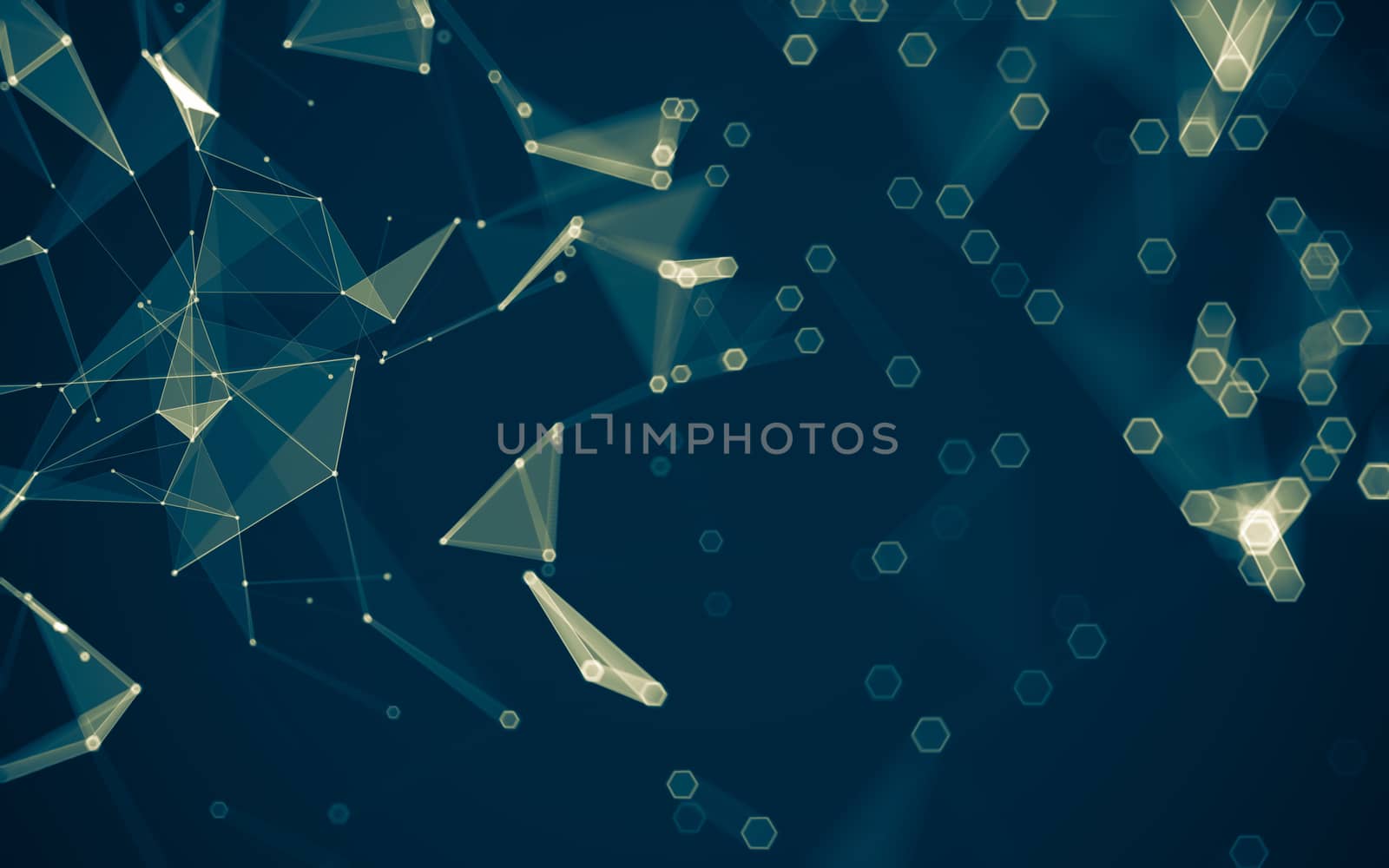 Abstract polygonal space low poly dark background with connecting dots and lines. Connection structure. 3d rendering