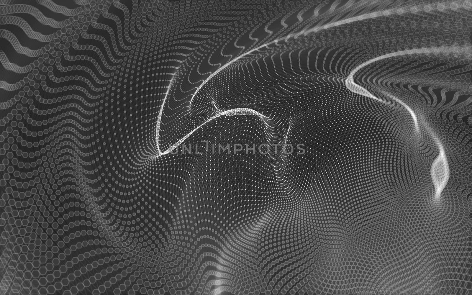 Abstract polygonal space low poly dark background with connecting dots and lines. Connection structure. 3d rendering