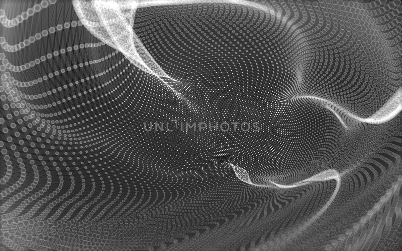 Abstract polygonal space low poly dark background with connecting dots and lines. Connection structure. 3d rendering