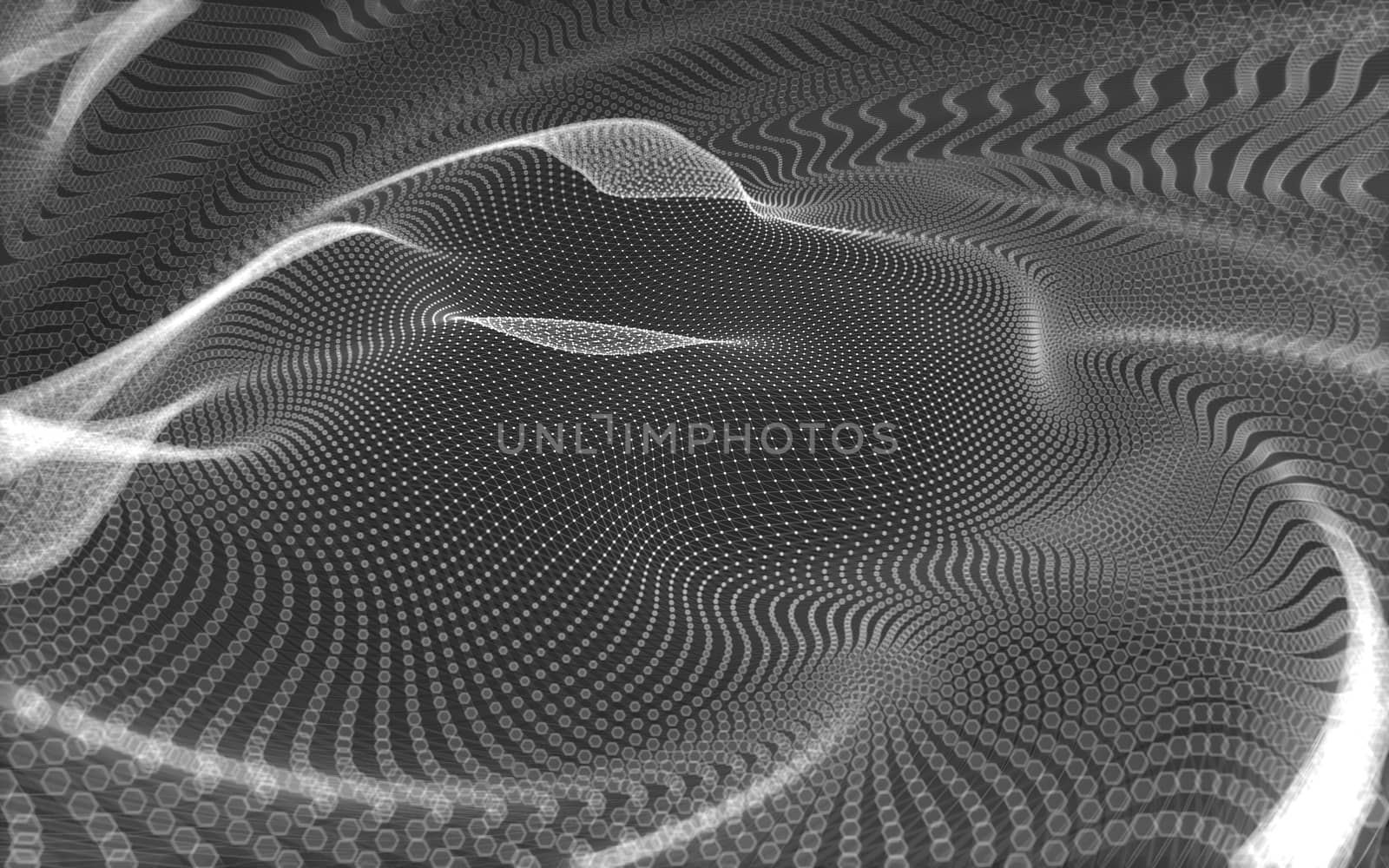 Abstract polygonal space low poly dark background with connecting dots and lines. Connection structure. 3d rendering