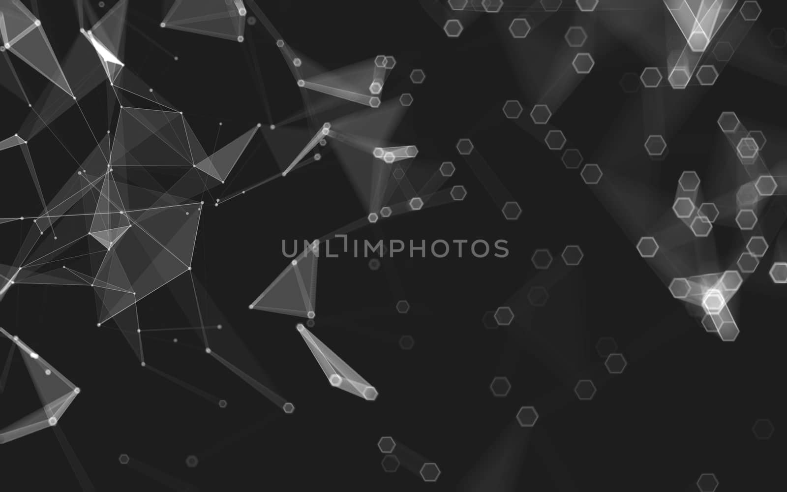 Abstract polygonal space low poly dark background with connecting dots and lines. Connection structure. 3d rendering