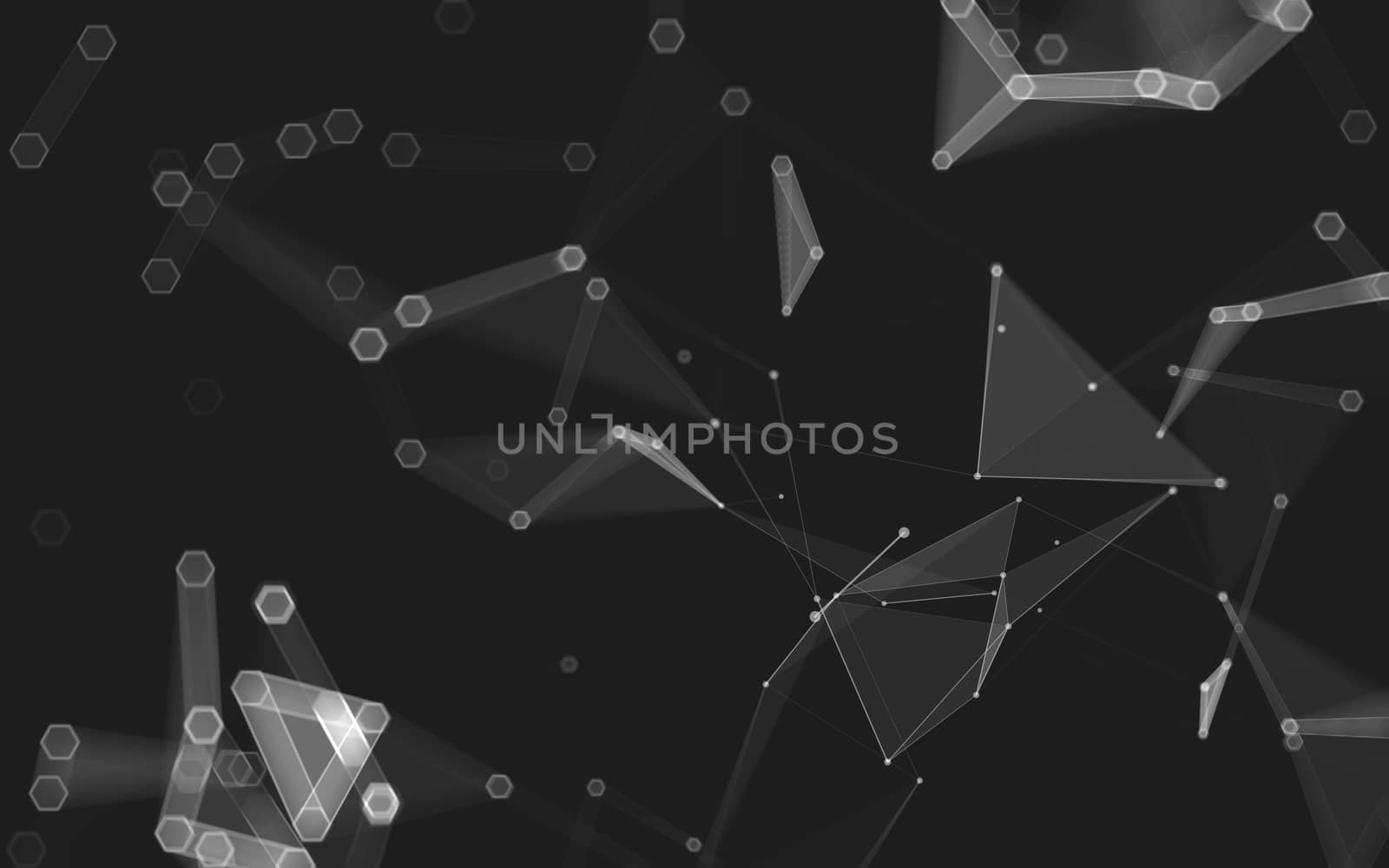 Abstract polygonal space low poly dark background with connecting dots and lines. Connection structure. 3d rendering