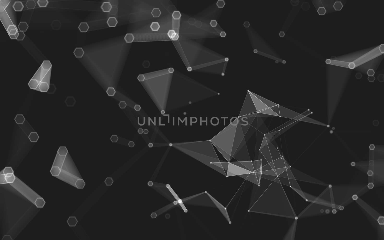 Abstract polygonal space low poly dark background with connecting dots and lines. Connection structure. 3d rendering