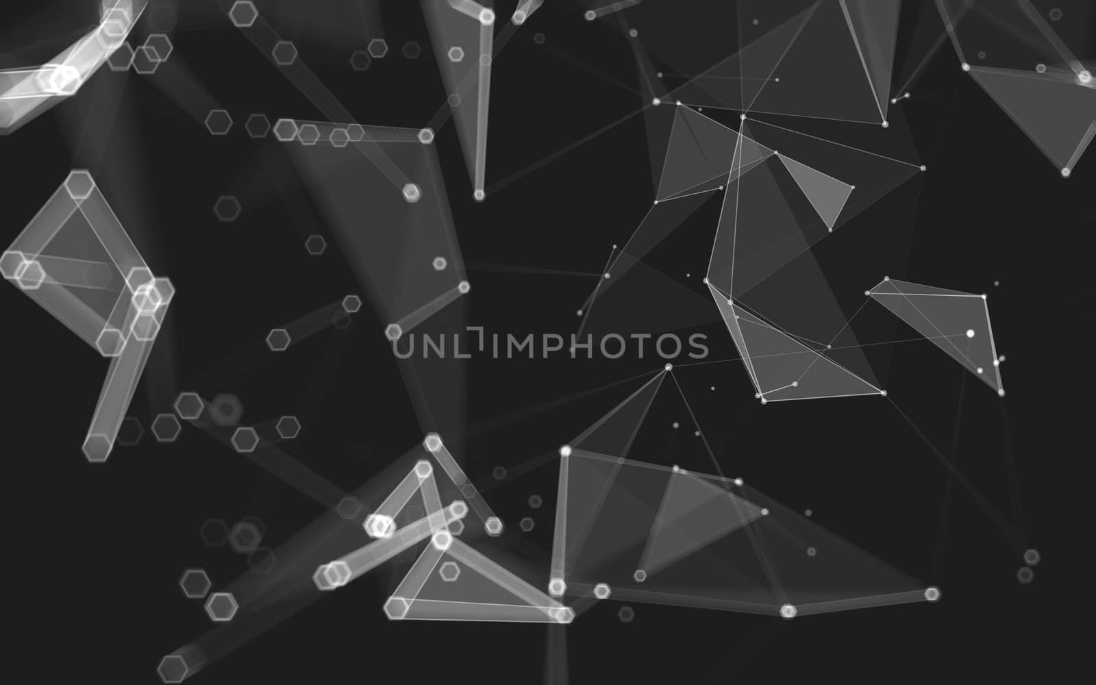 Abstract polygonal space low poly dark background with connecting dots and lines. Connection structure. 3d rendering