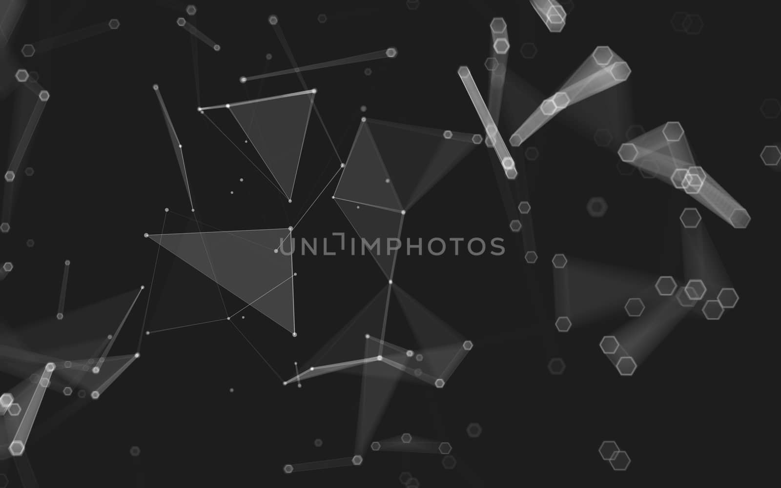 Abstract polygonal space low poly dark background with connecting dots and lines. Connection structure. 3d rendering